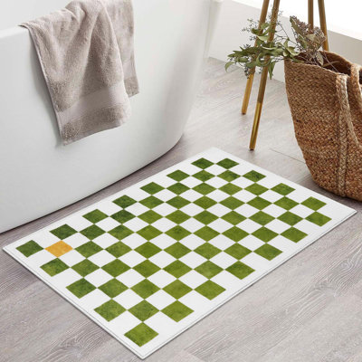  Tapis à carreaux en peluche - Accent géométrique moderne avec envers antidérapant