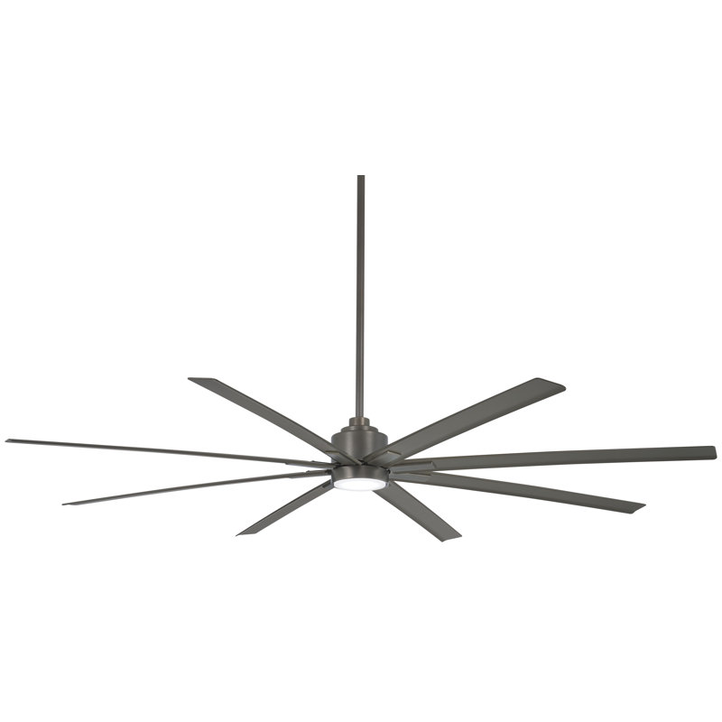 84" Xtreme 8 - Blade Outdoor Standard Ceiling Fan with Remote Control, Smoked Iron