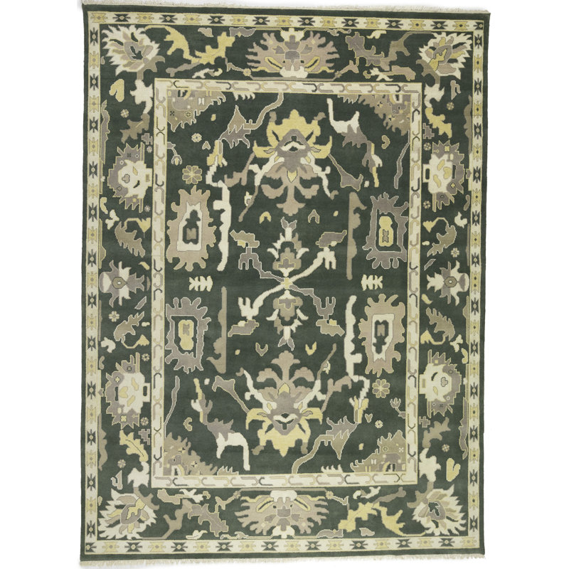 Muted Green Traditional 10X14 Oushak Chobi Oriental Area Rug
