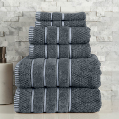 6-Piece 100% Cotton Towel Set - with 2 Bath Towels, 2 Hand Towels, and 2 Washcloths