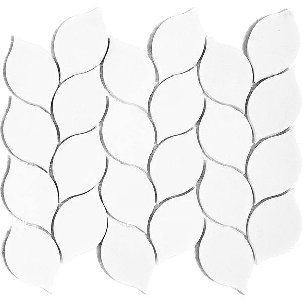 12" x 12" Thassos White Marble Leaf Mosaic Wall & Floor Tile