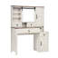 Farmhouse Vanity Desk With Sliding Mirror And Lights, Glass Top, Charging Station, 4 Drawers, 2 Cabinets, And Stool For Bedroom