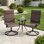 Ensemble de 2 chaises de patio d'extérieur pivotantes et résistantes aux intempéries avec tissu respirant rembourré pour la terrasse