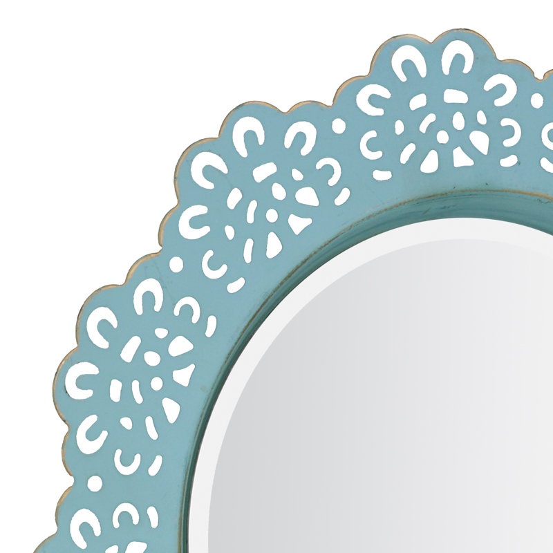 Miroir décoratif de style campagnard Munford, Turquoise