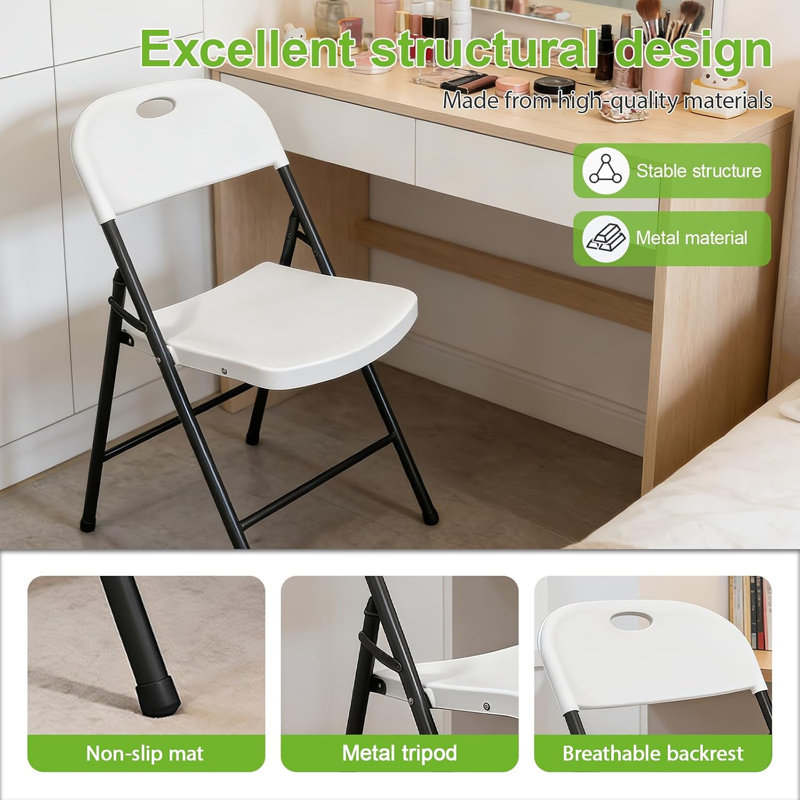 Stackable Folding Chair Folding Chair Set, White