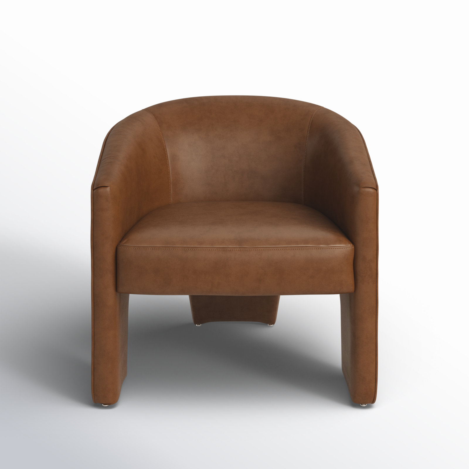 Brayson Genuine Leather Barrel Chair, Heirloom Sienna