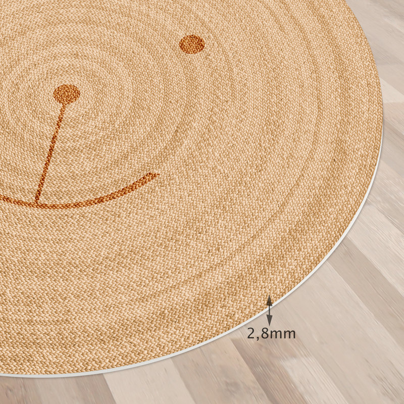 Round Canelo Vinyl Machine Printed Area Rug, Round 4'11.1"