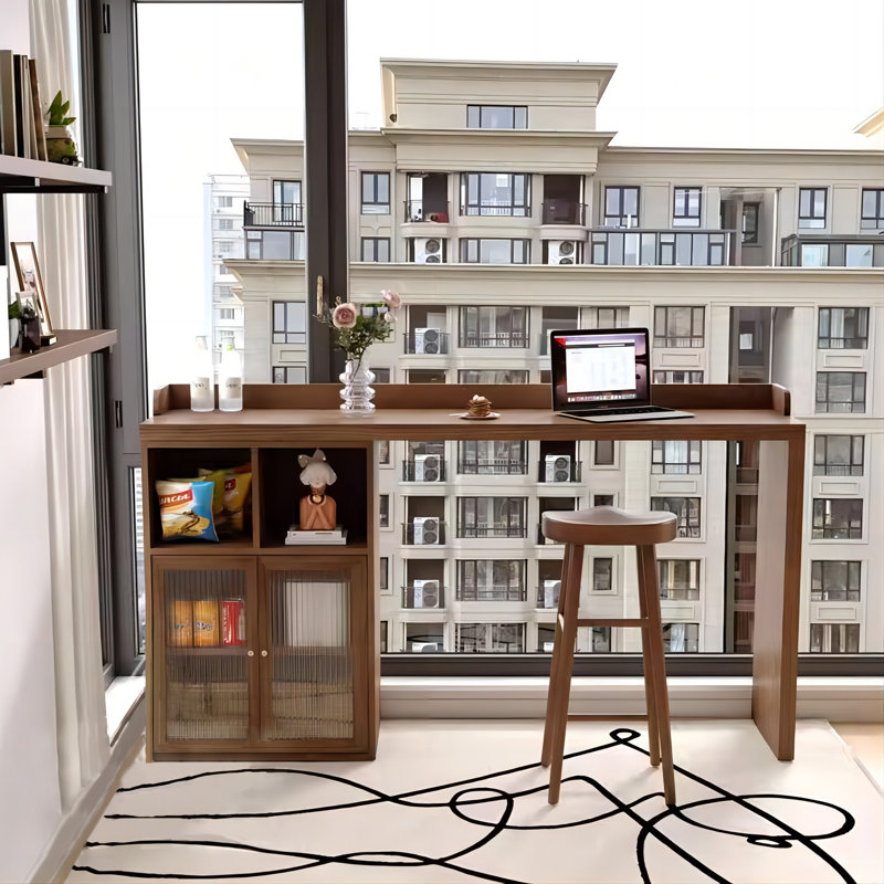 Minimalist Rectangular Solid Wood Bar Table