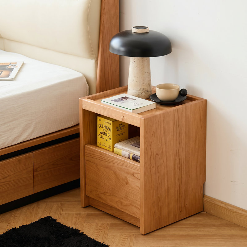 Table de chevet moderne en bois de cerisier pour meubles de chambre à coucher de style contemporain