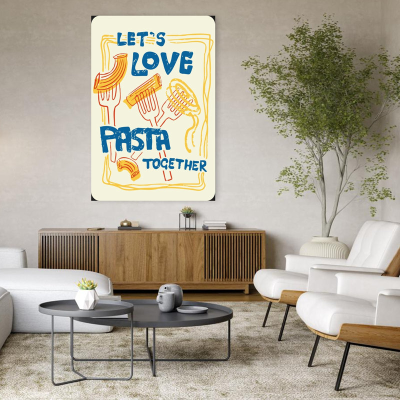 «Love Pasta Together», art mural rétro, H 48 po x l 32 po