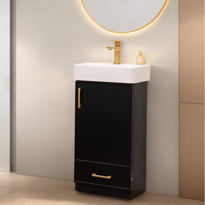 Arbutus 18'' Modern Free-standing Single Bathroom Vanity Set For Small Space, Matte Black