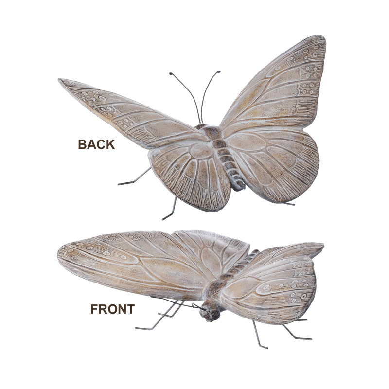 16" Resin And Metal Garden Butterfly