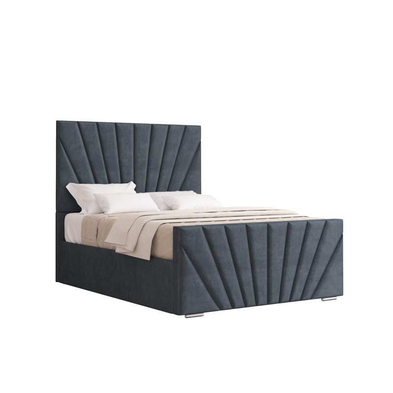 Aayanah Upholstered Bed, Double (4'6), Charcoal