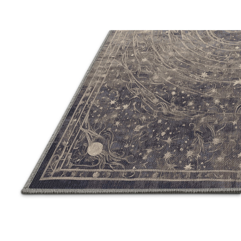 Machine Washable Gray Area Rug, Rectangle 5' x 8'