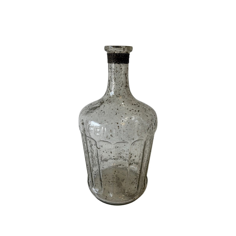 Decorative Glass Bottle Clear Vase Dia 7.5"