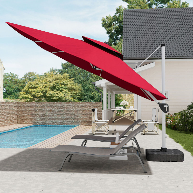 Parasol d'extérieur à double toit pour patio (sans base de parasol), Rouge