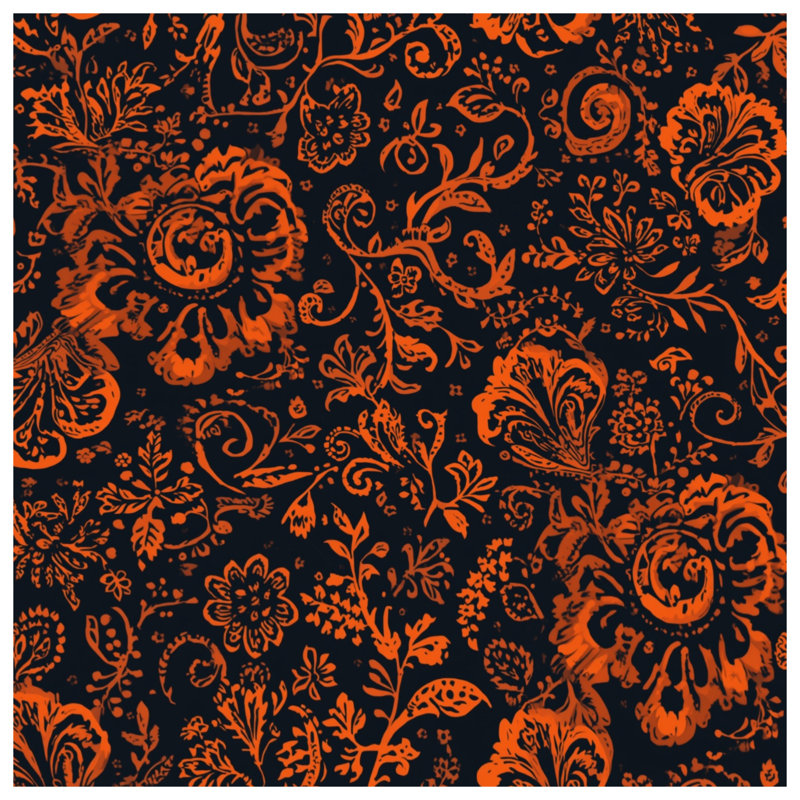 Tapis de bain orange à motif floral, 34 po L x 21 po L