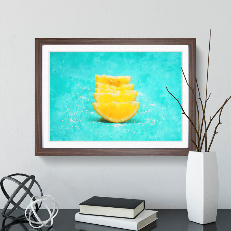 Lemon and Salt - Picture Frame Painting, 48cm H x 65cm W x 2cm D, Walnut Framed