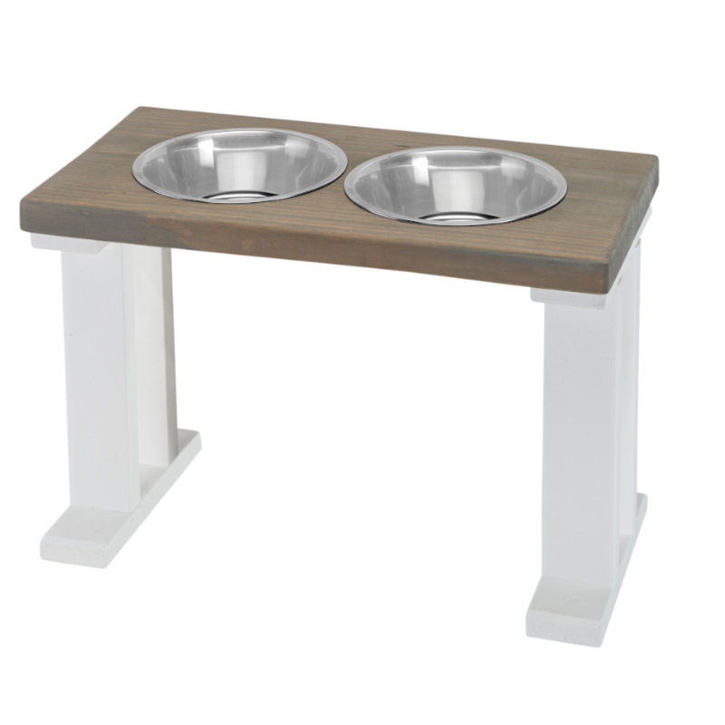 Elevated Feeder, White/Gray, Large (16")