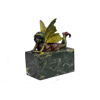 Figurine Eriberto, petit ange au repos, sculpture en bronze, art déco