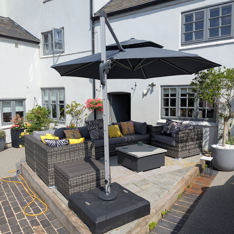 Parasol rond en porte-à-faux 11 pi Burgue, 11 pi x 11 pi, Gris