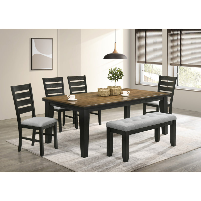 1Pc Modern Bench, Gray, Black