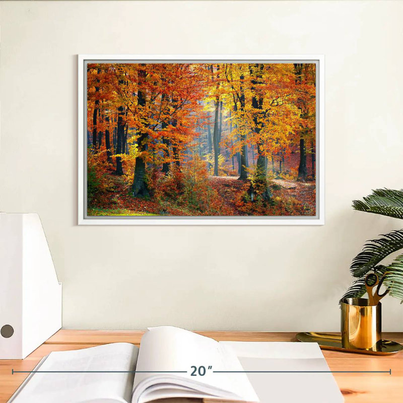Arbres d'automne, Cadre flottant blanc, 13 po x 9 po