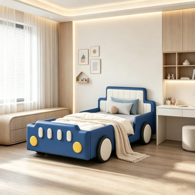 Twin Car-Shaped Low Upholstered Bed