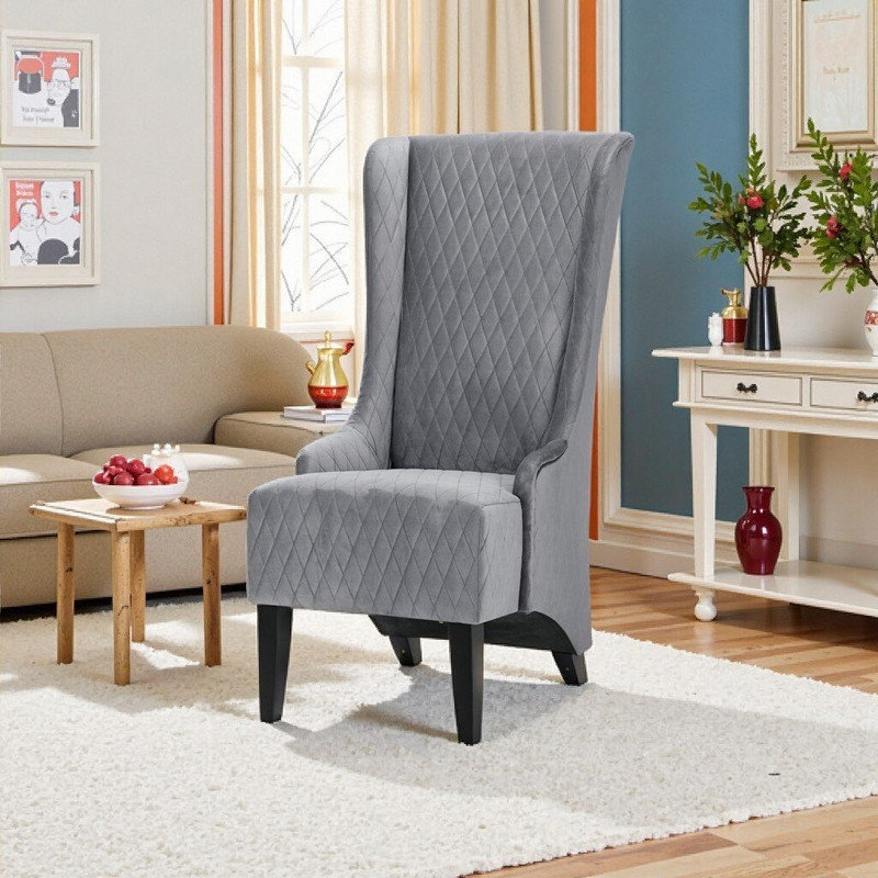 Fauteuil d'appoint à haut dossier: housse en velours de 23 po de largeur avec pieds en bois massif