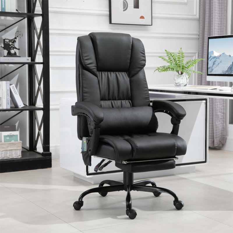 Chaise de bureau à massage à haut dossier et vibration à 6 points, réglable en hauteur pour un confort et un soutien ultimes