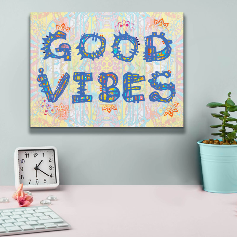 «Good Vibes» par Dean Russo, art mural sur toile, H 12 po x l 16 po x P 0,75 po