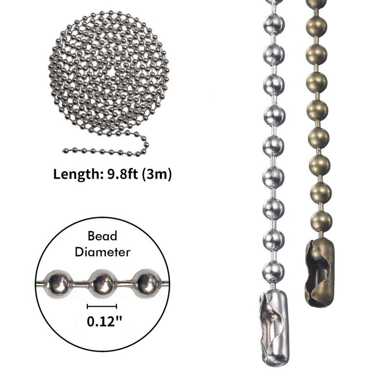 Bronze Stainless Steel Beaded Pull Chain Extension for Ceiling Fan, 10 Feet