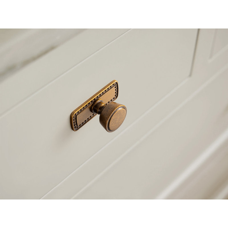 1.23" Diameter Mushroom Knob With Backplate(G018), Antique Brass