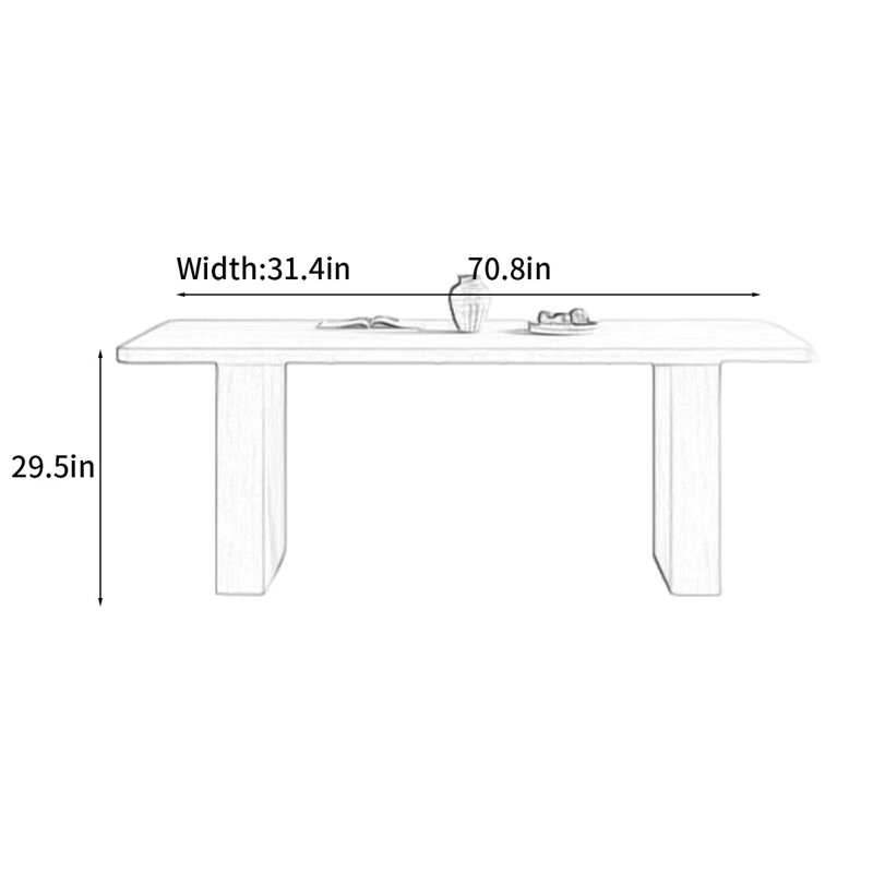 Retro stone slab dining table, 29.5"H x 70.8"L x 31.4"W