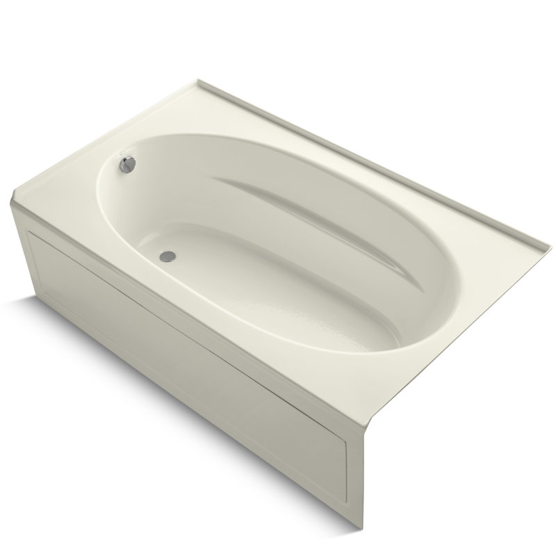 Windward 72" x 42" Alcove Soaking Acrylic Bathtub, Biscuit, Left