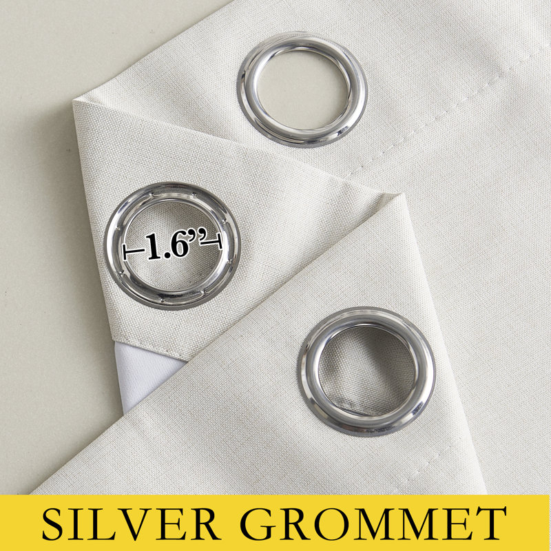  100% Blackout Faux Linen Curtains for Living Room Grommet Privacy Insulated Drapes, Set of 2, Cream, 52" W x 102" L