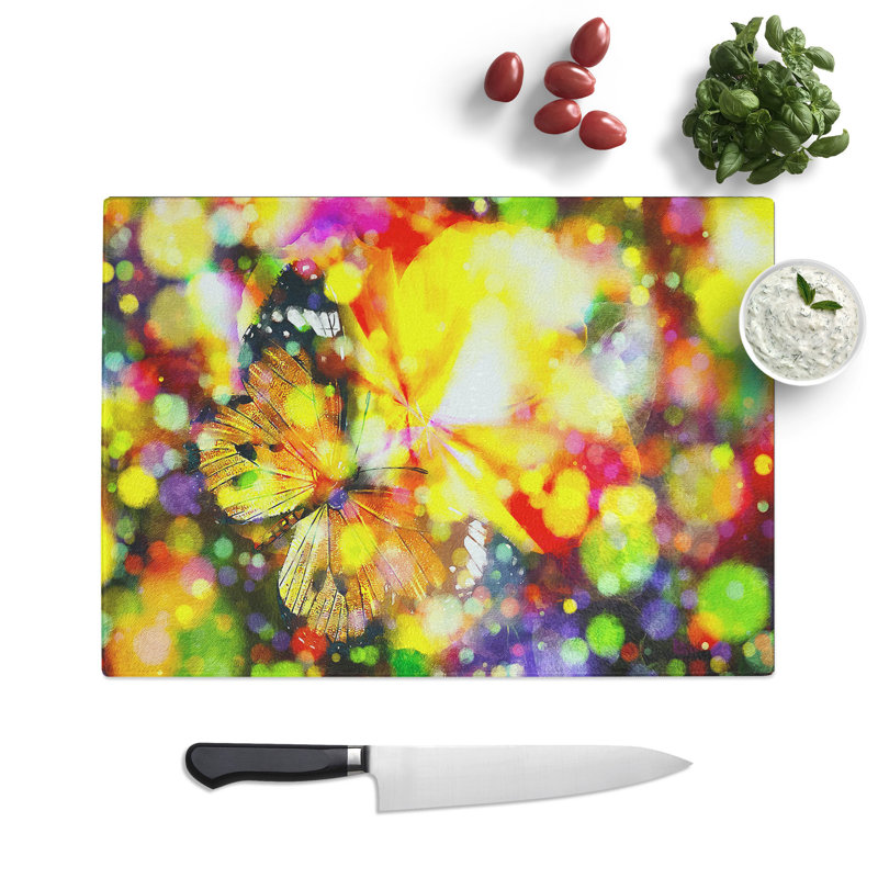 Butterfly Vol.2 Painting Chopping Board, 0.4cm H x 28.5cm W x 39cm L