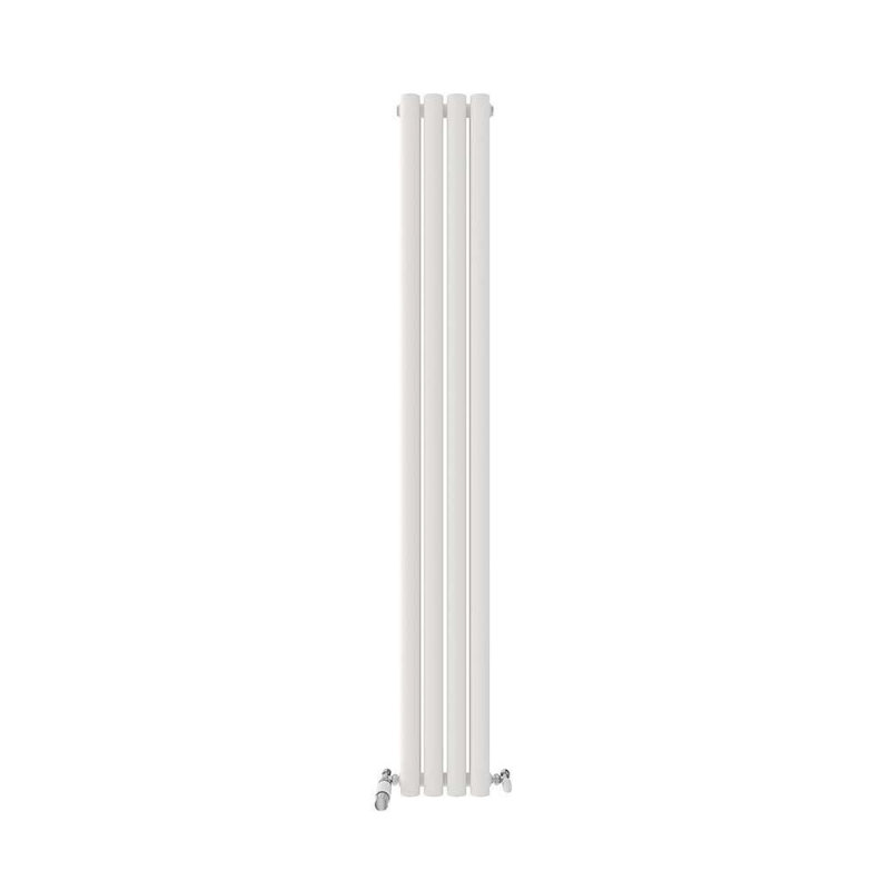 iBathUK Princia Vertical Double Oval Panel Radiator Angled Valve, White, 1800cm H x 240cm W x 79cm D