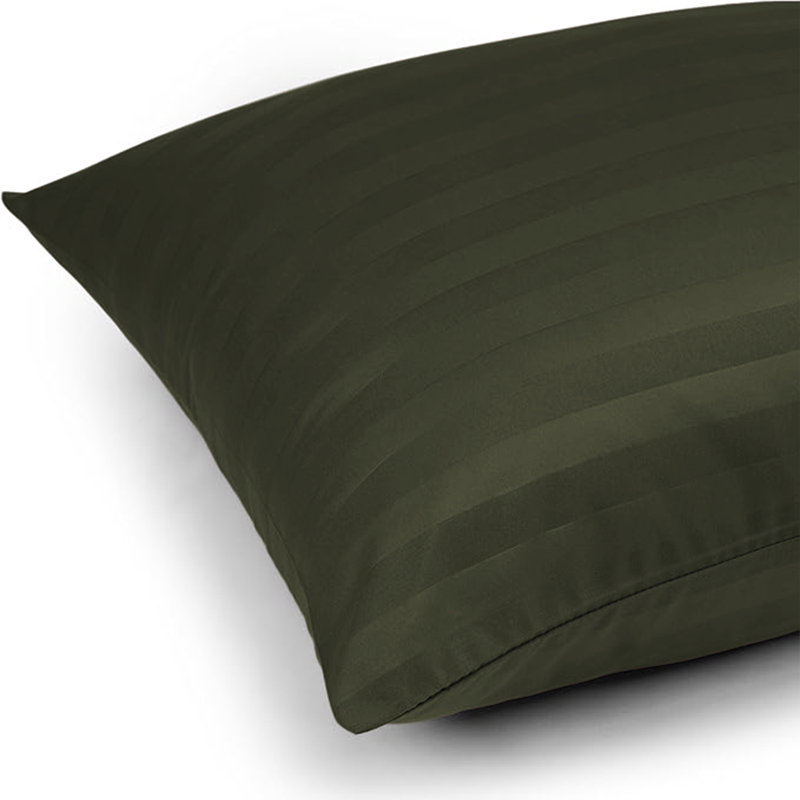 Aspire Homeware Ultra Soft & Breathable Microfiber Striped Pillowcase (Pack Of 2), Olive Green