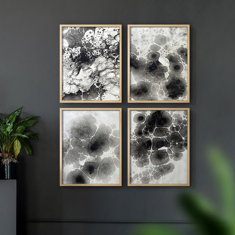 Rose Quartz I, impression encadrée - ensemble de 4, Naturel, H 14 po x l 44 po