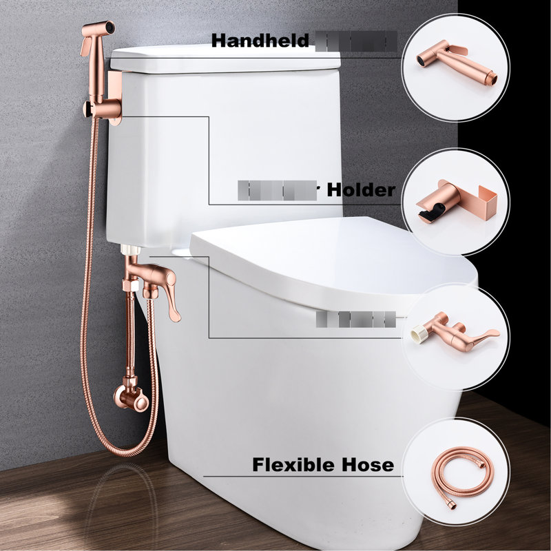 Le bidet de toilette portatif en métal doré rose assure un nettoyage hygiénique avec un jet variable et une protection contre la rouille pour - permet des réglages personnalisables pour une expérience d'hygiène améliorée
