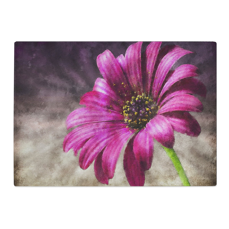 Tempered Glass Purple Daisy Chopping Board, 20 cm x 28.5 cm
