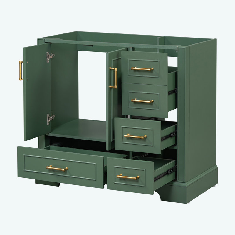 Meuble-lavabo 36 po sans lavabo, Vert, Doré