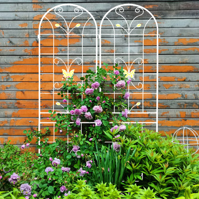 Ornements de jardin en métal 86 po x 19,7 po blanc crème antirouille pour jardin