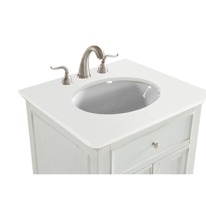 Ensemble de meuble-lavabo simple 24 po Otto, Menthe rétro, Ivoire blanc