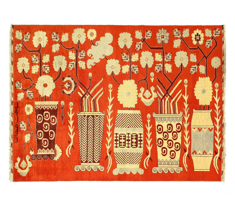 Motif Khotan finement noué à la main 5 pi 9 po x 7 pi 8 po