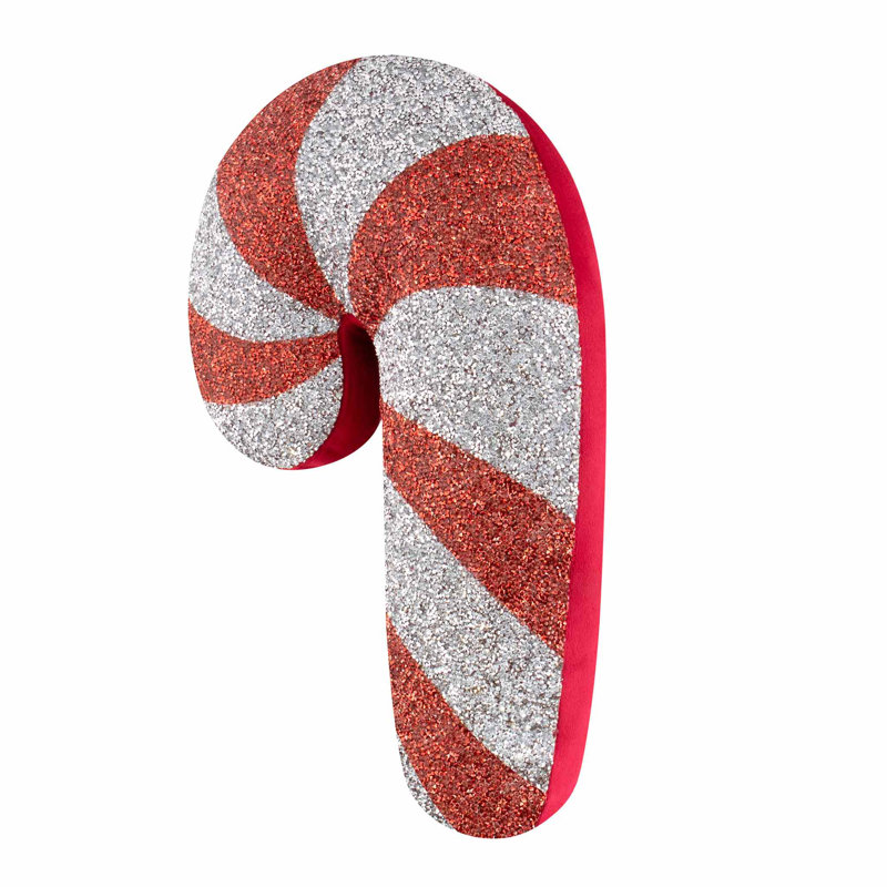 Candy Cane Shaped Rhinestone Pillow