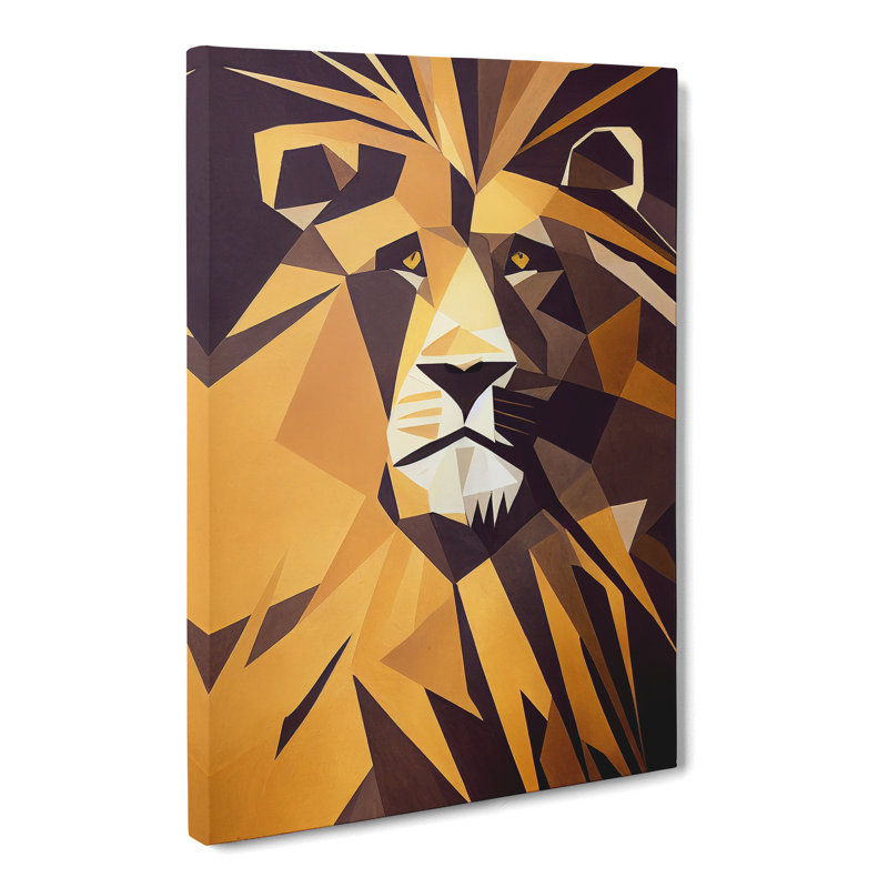 Lion Mid Century - Wrapped Canvas, 50cm H x 35cm W x 3cm D