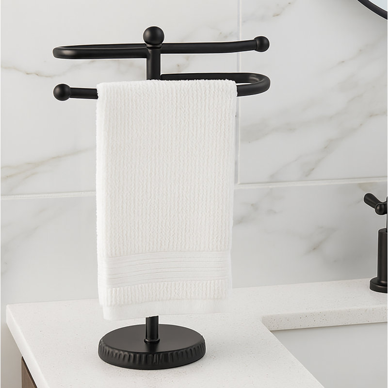 Porte-serviettes en acier inoxydable noir mat S-Design avec base lourde, Noir mat