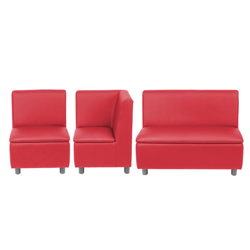 Kid Comfort Collective Modular L-Shaped Seating, 3-Piece Set - Red, Red